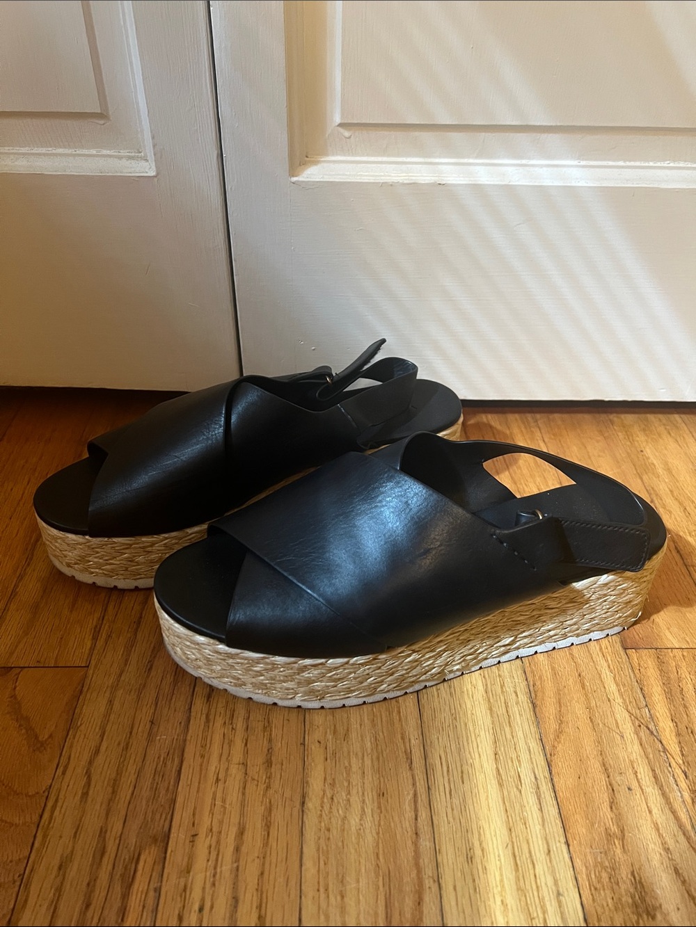 VINCE Jesson Leather Espadrille Platform Sandals 9.5